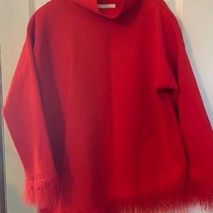 Long Red Escada Uneven Hem Sweater Size 38